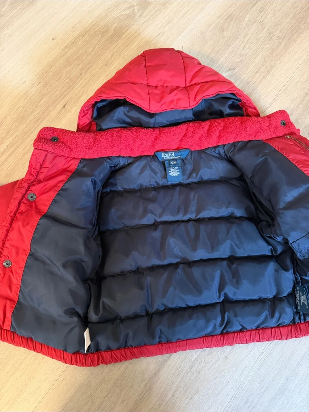 Ralph Lauren Kids Bright Red Hooded Puffer Coat